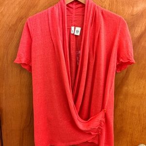 Anthropology Moth short sleeve pink knit wrap cardigan size M